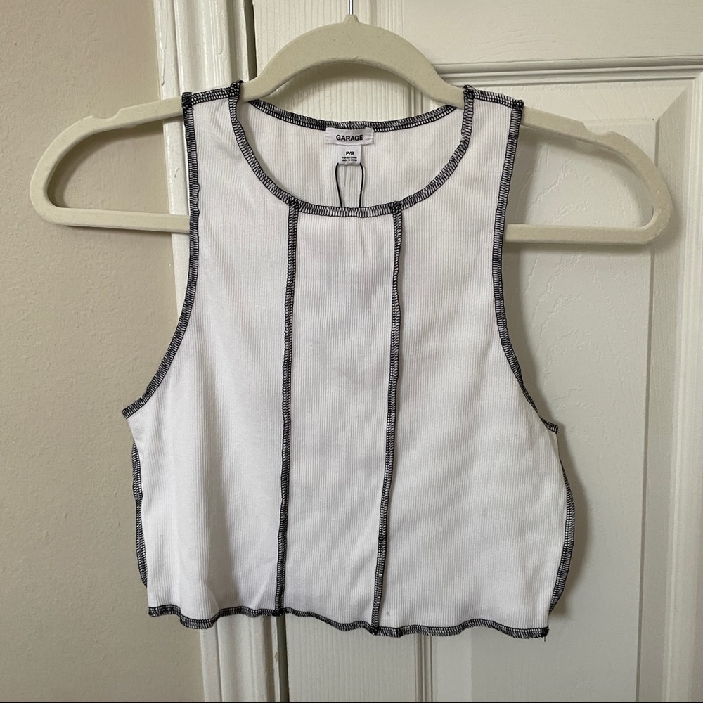 Garage Contrast Stitch Cropped Tank Top Small New